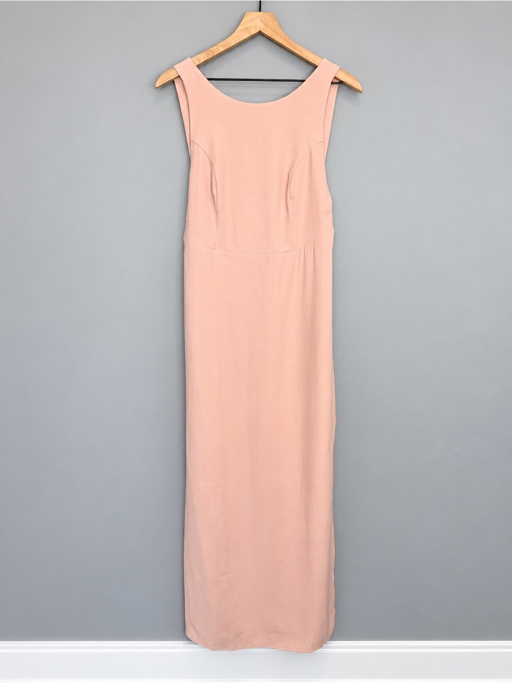 Truth‎ & Fable Satin A-Line Maxi Dress Open Tie Back Blush Pink Size Medium